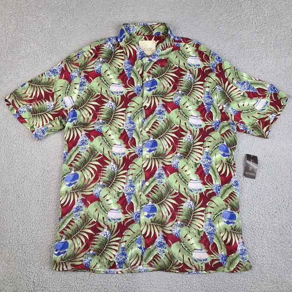 Tasso Elba Island Shirt Men's XL Multicolor Hawaiian Christmas Festive Rayon - Picture 1 of 14